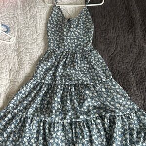 SHEIN Blue and White Floral Mini Dress
